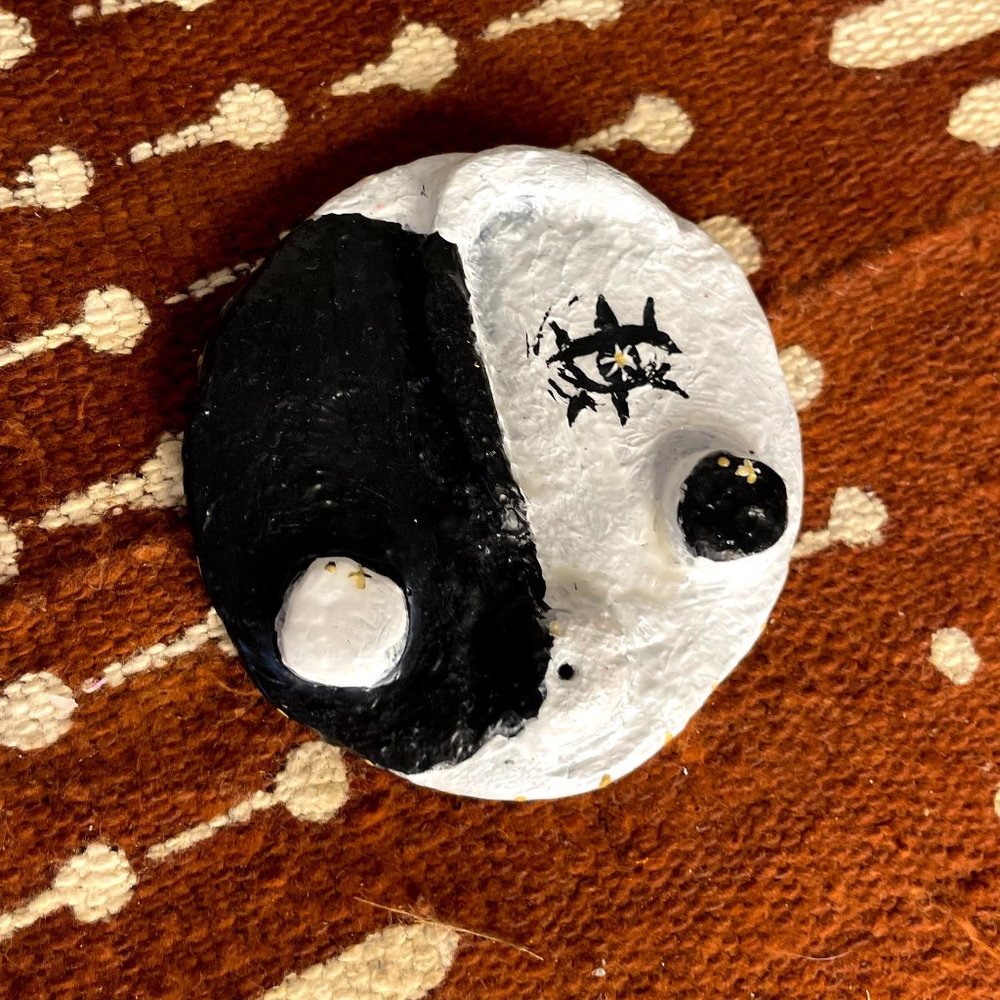 ☽ Sleepy Moon Incense Holder- Black & White Cookie